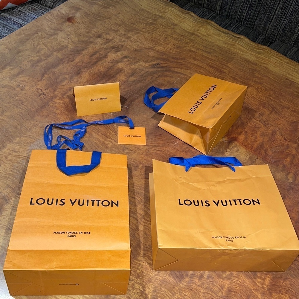 Louis Vuitton Lot of 5 Paper Goods 3 Bags Receipt Envelope and Ribbon w/Card